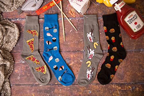 Foozys Men’s Chinese Takeout l Food & Drink Novelty Crew Socks | 2 Pair4
