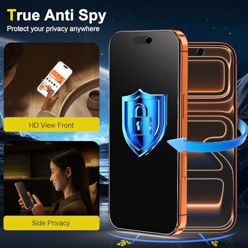 Image of YWXTW 2 Pack for iPhone 17 Pro Max Matte Privacy Screen Protector 6.9 Inch + 1 Set Camera Lens Protector, Anti Spy Anti Glare 17 Pro Max Tempered Glass Film, Anti Fingerprint, Bubble Free
