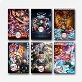 Demon Poster Slayer Japanese Anime Movie Film Vintage Un Set Di 6 Posters Su Tela Per La S...