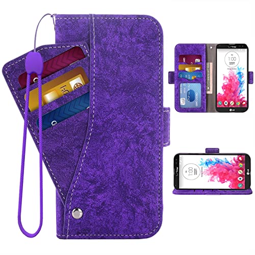 Asuwish Compatible with LG G Vista VS880 Wallet Case and Card Holder Kickstand Credit ID Slot Magnetic Stand Heavy Duty Cell Accessories Leather Flip Phone Cover for GVista Women Men Purple