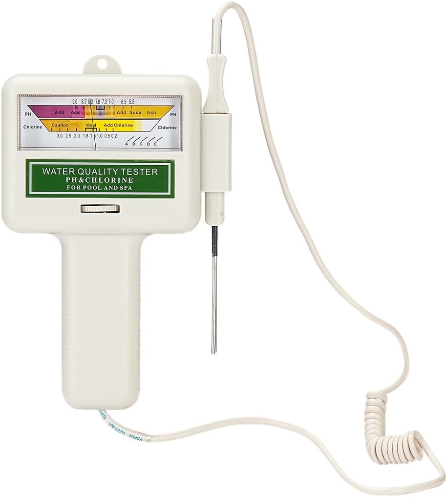 Water Quality Ph and Chlorine Meter, 2-in-1 Tester for Swimming Pools, Aquariums, and Drinking Water