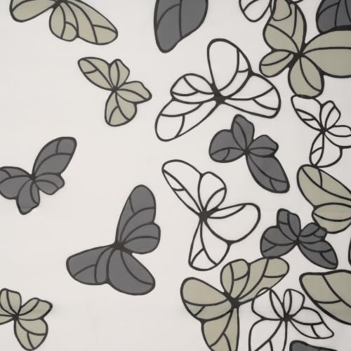 Image of Wakefit PEVA Plastic Printed Shower Curtain 7 Feet | 12 Free Hooks | No Smell, Toxin Free PEVA Plastic | Waterproof Bathroom Curtain | Curtain for Balcony | Height 7ft & Width 6ft | Butterfly Black