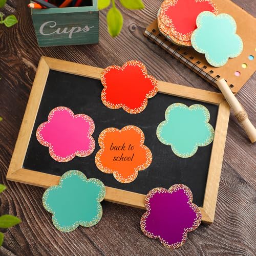 Image of Seajan 108 Pcs 3.5 Inch Confetti Flower Cutouts for Classroom | Paper Flower Cutouts, Back to School Small Bulletin Board Decoration, Assorted Colors Accent Decor, for DIY Craft