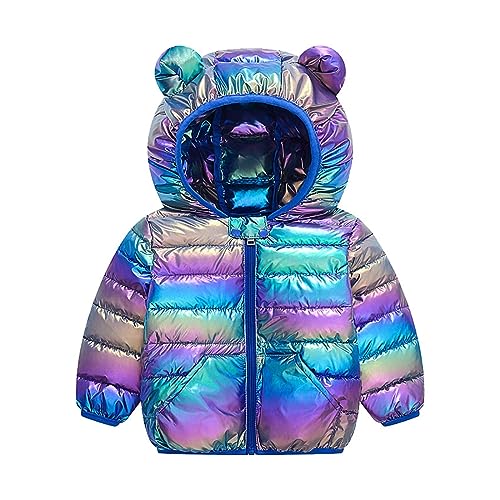 Boys Girls Zip Up Hoodie 𝗕ear Ears Colorful Fleece Windproof Coat Winter Thick Fluff Warm Outwear with Pocket