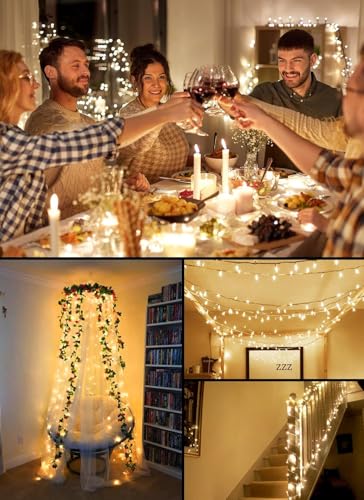 Image of Brightown 8ft 20LED Battery Operated Christmas String Lights with Timer | Warm White Mini Christmas Tree Lights for Indoor Outdoor Bedroom Wedding Party Holiday Xmas Decoration