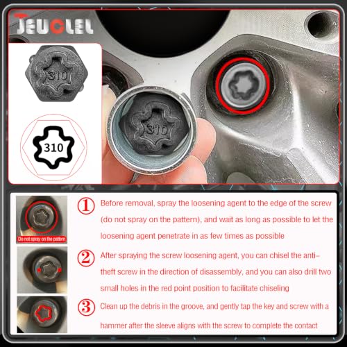 Image of 310 Wheel Locking Nut Key for Mercedes Benz, Lug Nut Removal Tool