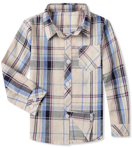 Image of Betusline Boy and Men Button Down Plaid Shirt
