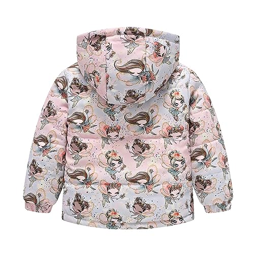 Winter Coat Tops 2024 Toddler Boys Girls Winter Hooded Printed Top Long Sleeve Zipper Padded Thick Jacket Coat Tops2