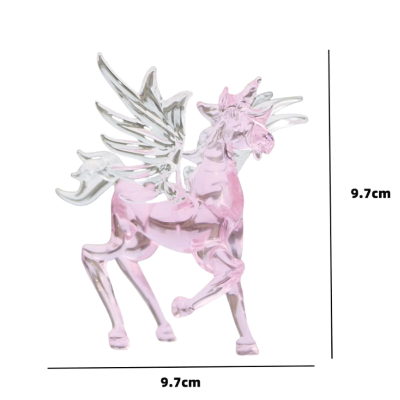 esmen Escultura de Vidrio soplado Pintada a Mano, Adornos de Vidrio cocido a Mano, Adornos de Caballo Rosa, Adorno de Cristal de Escritorio Figuras