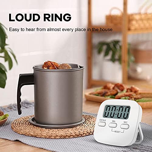 NIAGUOJI Küchentimer mit großem LCD-Display, digitaler Küchentimer zum Kochen, magnetische Stoppuhr, Timer mit lautem Wecker, Eieruhr, weiß