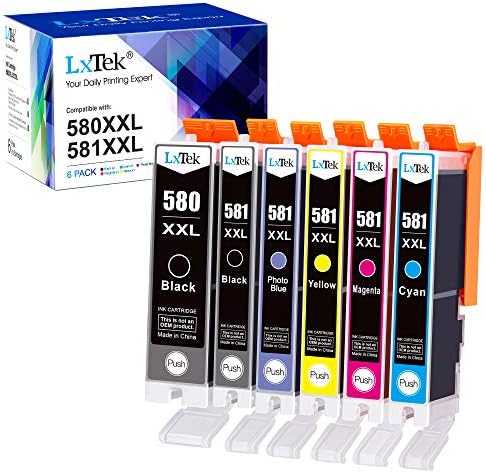 LxTek Compatible Ink Cartridge Replacement for Canon 580 581 580XXL 581XXL for Pixma TS8150 TS8151 TS8152 TS8251 TS8252 TS9150 TS9155 printers (Yellow Black Magenta Cyan Photo Blue,6-Pack)