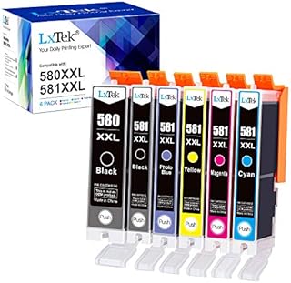 LxTek Compatible Ink Cartridge Replacement for Canon 580 581 580XXL 581XXL for Pixma TS8150 TS8151 TS8152 TS8251 TS8252 TS9150 TS9155 printers (Yellow Black Magenta Cyan Photo Blue,6-Pack)