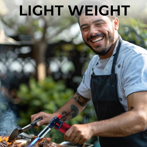 Jo Chef Kitchen Torch 4 With Butane included, Refillable Butane Torch, Creme Brulee Torch, Blow Torch Lighter gun With Safety Lock & Adjustable Flame, Culinary Cooking Torch for Food, (Red)