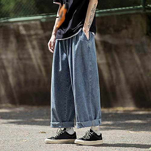 PGOJUNI Men's Baggy Jeans Retro Hip Hop Wide Leg Denim Pants Stretchy Loose fit Straight Leg Jeans Trousers 90s Streetwear3