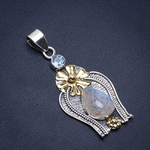 Pendentif moonstone bleu en argent 925 véritable pour look élégant - 2