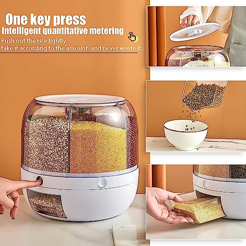 Image of Gvnd Rice & Dry Food Round Dispenser, Kitchen Organizer, Cereal Grain Container for Home, Cereal Transparent Bucket, Storage Box, Beans Clear Cans, Gift for Women (Style-1)