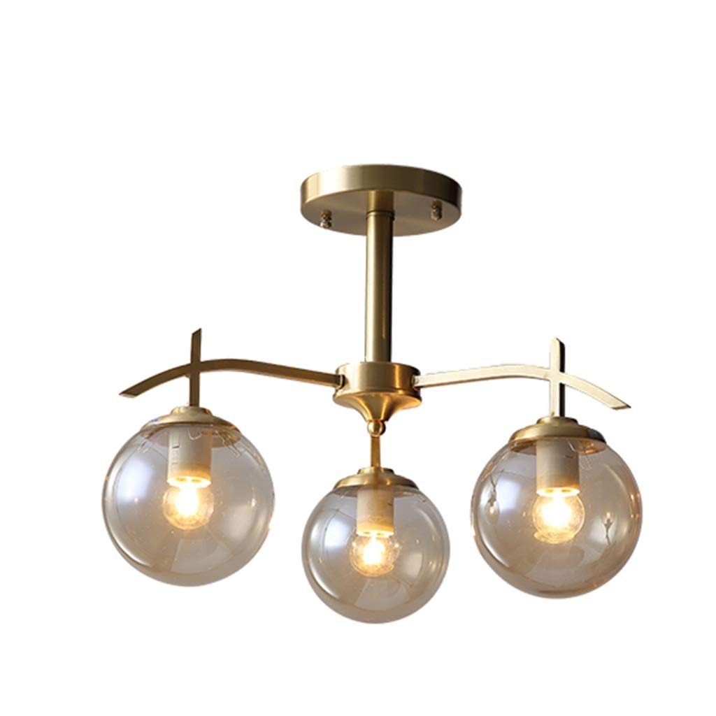 Lustre postmoderne salon et salle à manger suspension minimaliste cuivre 3 lumières