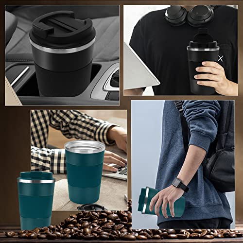 Cs Cosddi 12 Oz Coffee Mug Set, Stainless Steel Vacuum Insulated Tumbler - Coffee Travel Mug Spill Proof With Lid - Coffee Cups For Keep Hot/Ice Coffee.black & Blue 2 Pack #TOP6