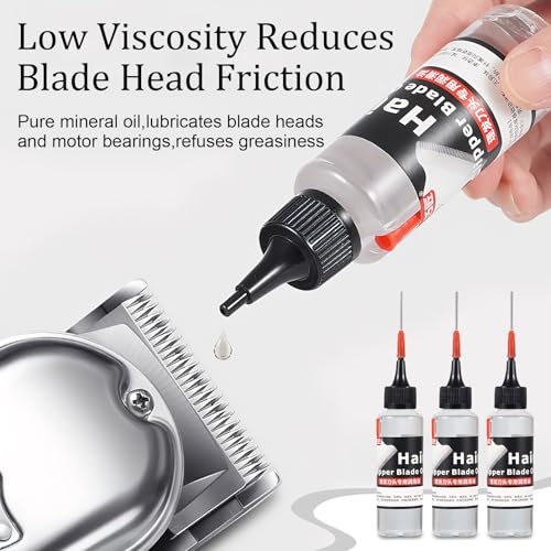 3 Stück Scherkopföl, Öl für Haarschneidemaschine mit Reinigungsbürste, Rasierer Öl, Reibungsminderndes Trimmeröl für Haarschneidemaschinen Haarschneider Rasierer Trimmer(60ML)