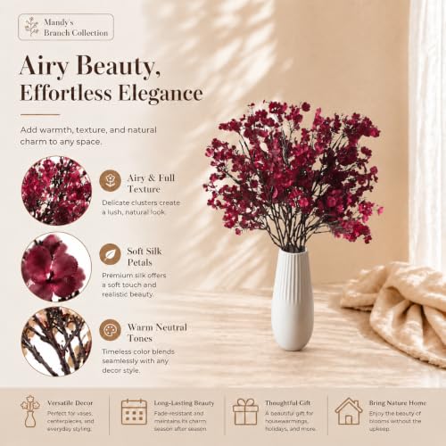 Image of Mandy's 6 Bundles Artificial Burgundy Baby's Breath Flowers
