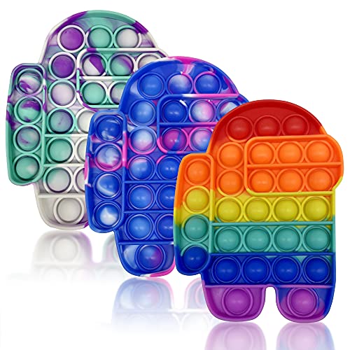 Silicone Push Bubble Fidget Toys,Autism Special Needs Stress Reliever,Squeeze Sensory Toys Relieve Emotional Stress for Kid Adult (Colorful-3pcs)