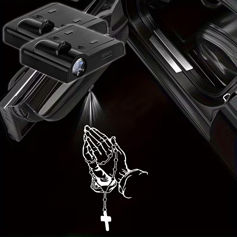 2PCS Car Door Light Projector,Prayer Gesture Cross Car...