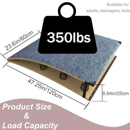 9 Springs Gymnastics Springboard for Adult , Spring Board with Rubber Anti-Slip Mat Base, Large Gymnastics Vault for Home, Pool and Outdoor Exercise, 350 lbs Capacity (Grey, 9 Springs)