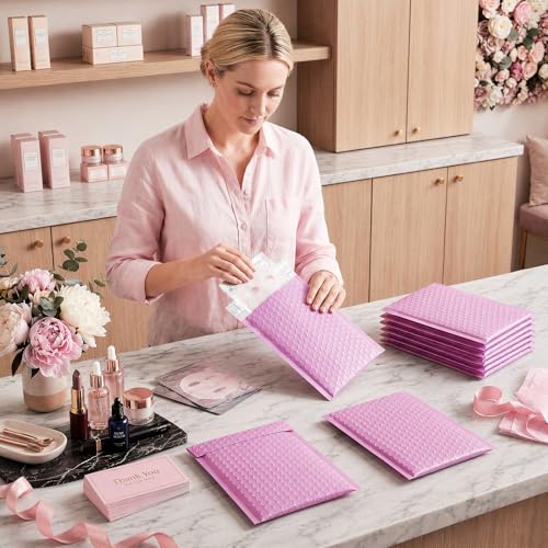 Image of Fuxury Bubble Mailers 6x10 Inch Padded Envelopes 100 Pack Usable Size 6x9 inch | Self Seal Bubble Envelopes Strong Adhesion Padded Mailers Shipping Bag for Mailing Jewelry Small Business,Pinkish Purple #0
