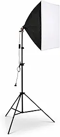 Kit Softbox Iluminação Fotográfica 50x70cm com Tripé Ajustável 2 Metros, Soquete E27 Bivolt Luz para Estúdio, Fotografia, Vídeo, YouTube, Lives e Gravações Profissionais