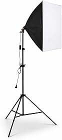 Kit Softbox Iluminação Fotográfica 50x70cm com Tripé Ajustável 2 Metros, Soquete E27 Bivolt Luz para Estúdio, Fotografia, Vídeo, YouTube, Lives e Gravações Profissionais