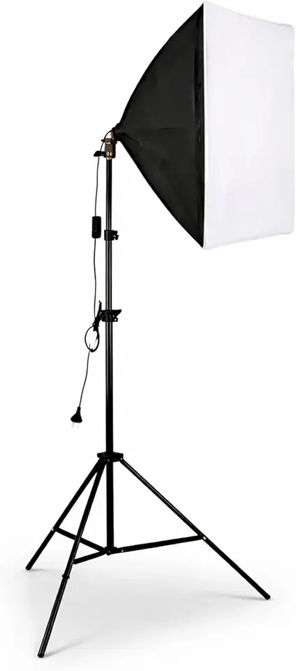 Kit Softbox Iluminação Fotográfica 50x70cm com Tripé de 2m, Soquete E27 Bivolt e Bolsa de transporte, Luz para Estúdio, Fotografia, Vídeo, YouTube, Lives e Gravações Profissionais