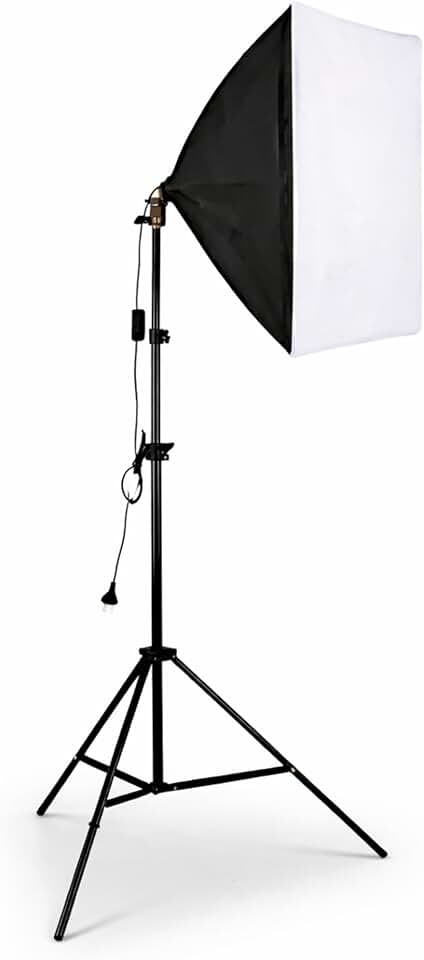 Kit Softbox Iluminação Fotográfica 50x70cm com Tripé de 2m, Soquete E27 Bivolt e Bolsa de transporte, Luz para Estúdio, Fotografia, Vídeo, YouTube, Lives e Gravações Profissionais