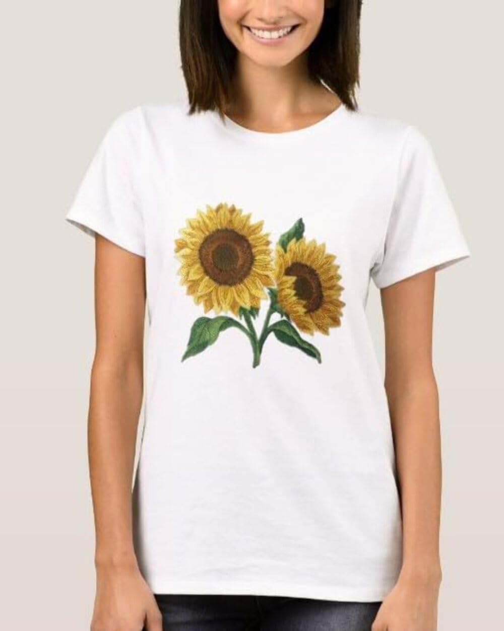 Custom and Unique Garden's Best Delight Flower [ Sunflowers in Bloom ] Embroidered Iron on/Sew Patch [ 6.19"(w) x 5.86"(h) ] [Made in USA]
