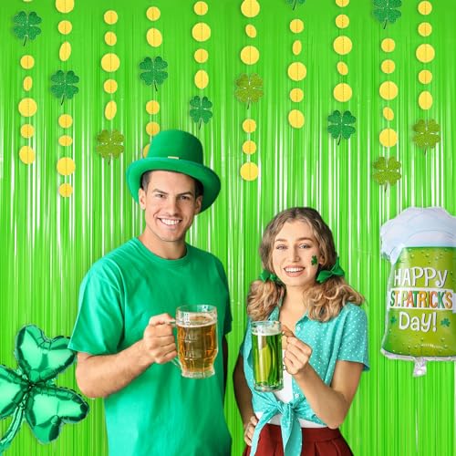 MALANKU 2PCS Lime Green Streamers Party Decorations - 3.3ft x 8.2ft Green Streamer Backdrop for Birthdays St Patrick Jungle Dinosaur Golf Soccer Pickleball Pickle Parties - image 4