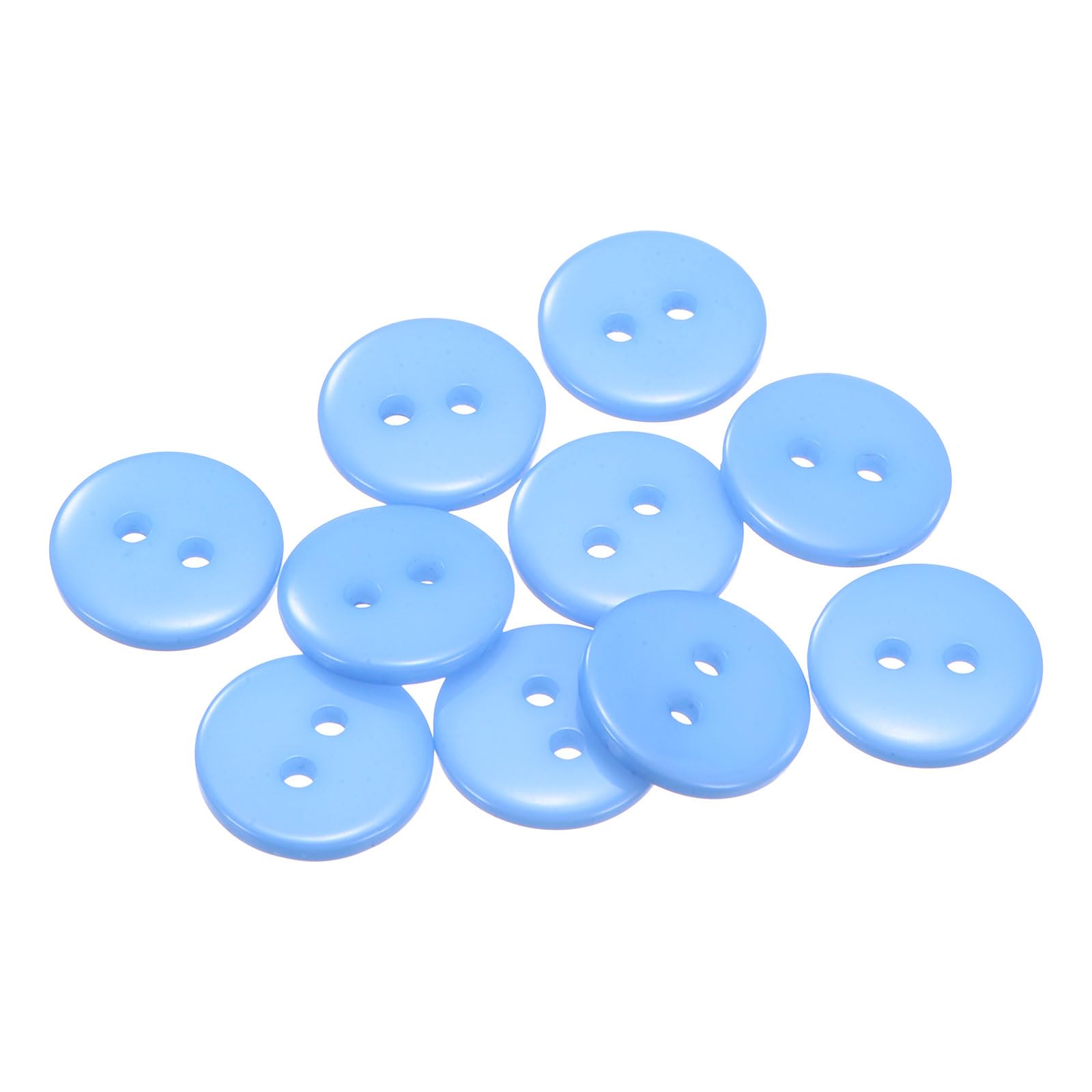 sourcing map 10pcs Sewing Button 1/2"(12.5mm) 2 Holes Resin Round Craft Replacement Buttons for Clothing DIY Crafts Decoration, Blue