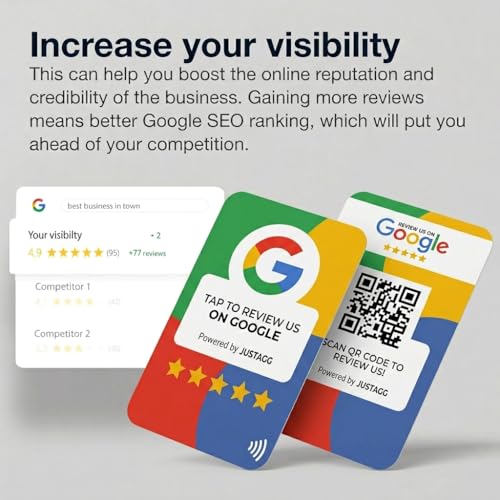 Image of Google Review NFC Card | Get More 5-Star Reviews Instantly | Tap to Review Card for Business | QR + NFC | No App Needed | Works on All Phones