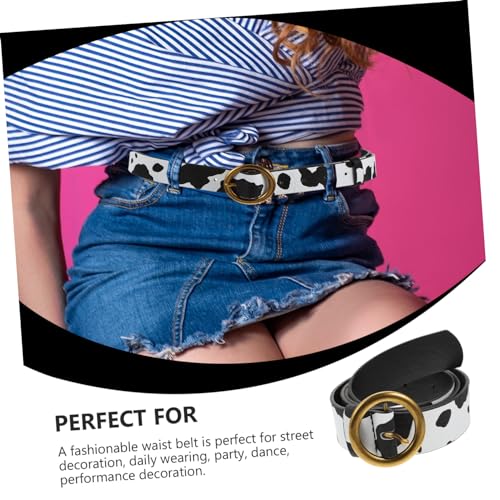 Fashion Women Waist Strap Imitation Leather Cow Print Belt Ethnic Style Lightweight Dress Accessory for Jeans and Trousers3
