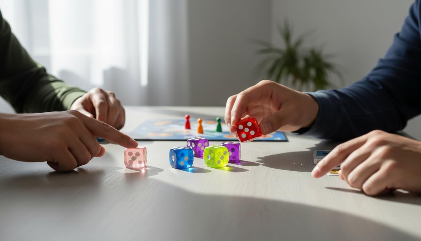 Colorful Standard Game Dice Set (6 Pieces), Korean-Inspired Design TikTok Trending Board Game Item