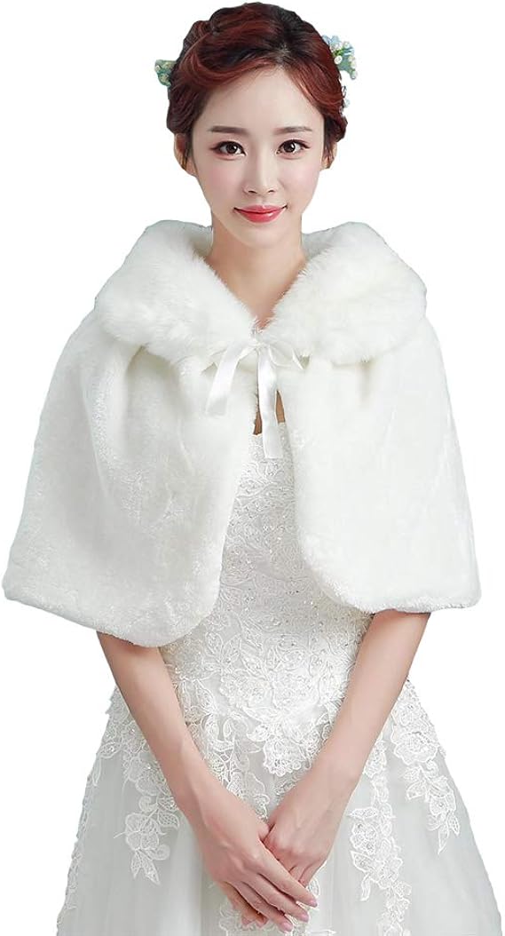 Amazon Anything レディース ショール 結婚式 ウエディング 肩掛け ストール ケープ ファーショール ボレロ ウェディングショール 大人用 二次会 披露宴 謝恩会 成人式 演奏会 発表会 演出 秋冬 ホワイト カーディガン ボレロ 通販