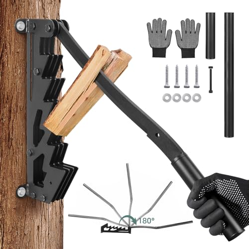 XCZNAGS Wall Mounted Wood Splitter: Dual-Handle Manual Kindling Splitter with 6-Tooth Clamping,...