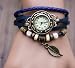 6 Color Quartz Fashion Weave Wrap Around Leather Bracelet Lady Woman Wrist Watch (Blue)
