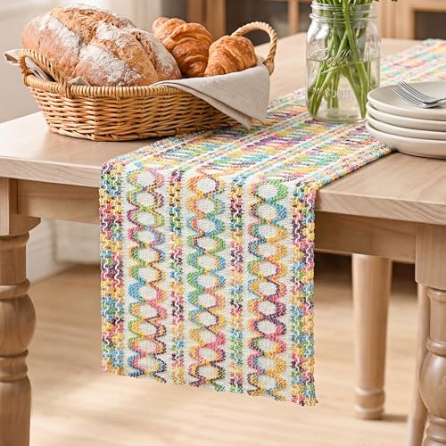 Artoid Mode Colorful Woven Farmhouse Hollow Table Runner 12x36 Inch