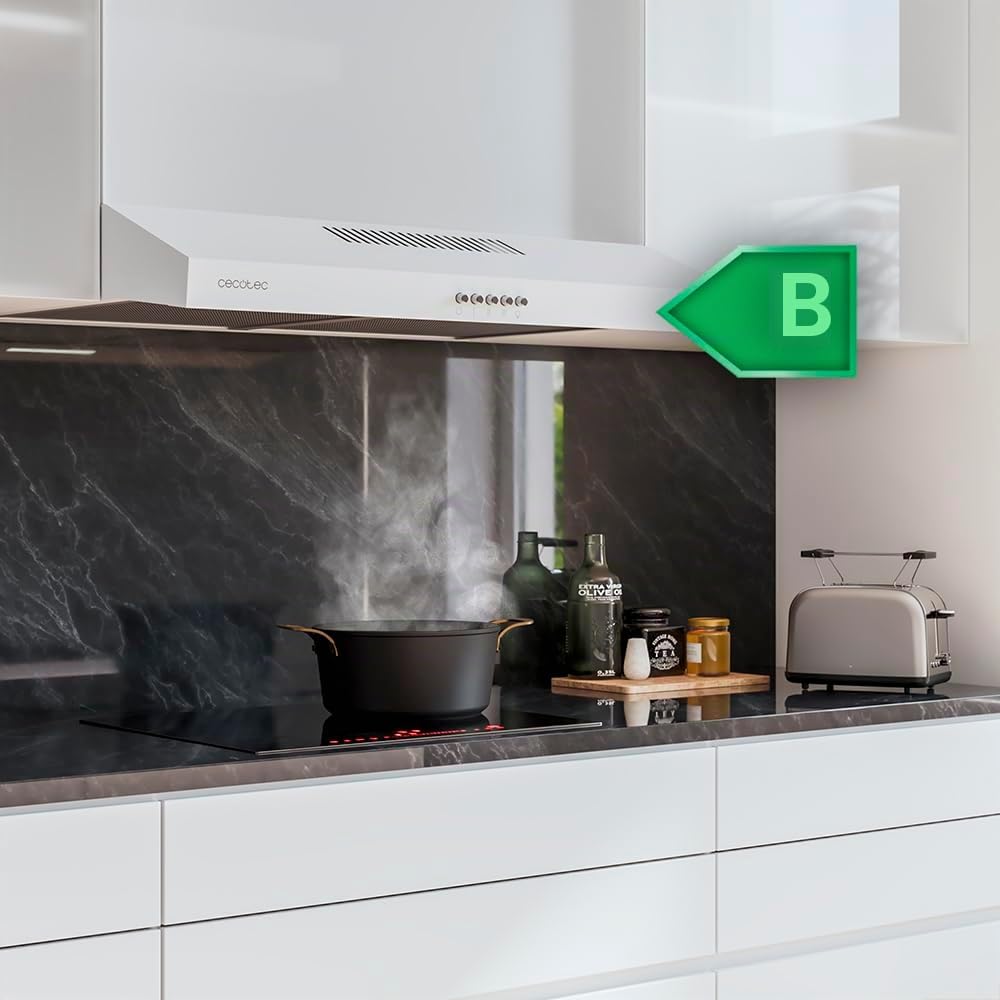 Cecotec Cappa aspirante 60 cm di larghezza Bolero Flux CM 602200 Inox B. Potenza di aspirazione 220 m3/h, motore 70 W, basso consumo, controllo meccanico, 3 livelli di potenza, finitura in inox