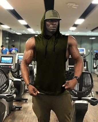 Babioboa Men's Workout Hooded Tank Tops Sports Training Sleeveless Gym Hoodies Bodybuilding Cut Off Muscle Shirts