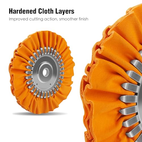 Image of 2PCS 8 inch Airway Buffing Wheel with 5 /8 inch Arbor Flange-Free Hub,Orange Buffing Wheels for Angle Grinder, All-Purpose Polishing Wheels for Aluminum Wheels Stainless Steel and Metal Finishing