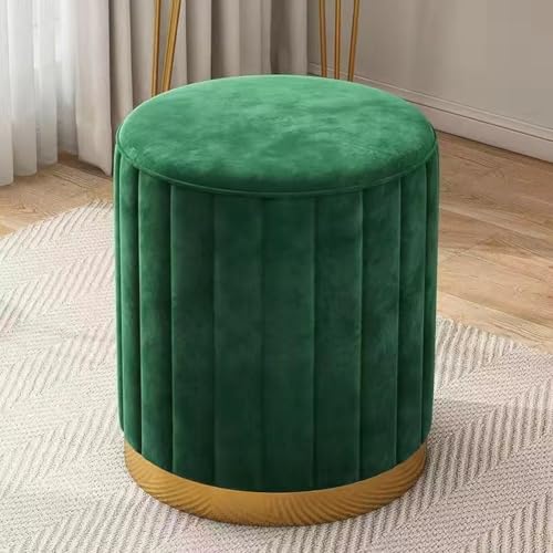 Tabouret en velours de rangement salon ou chambre, repose-pieds rond S3YT8U