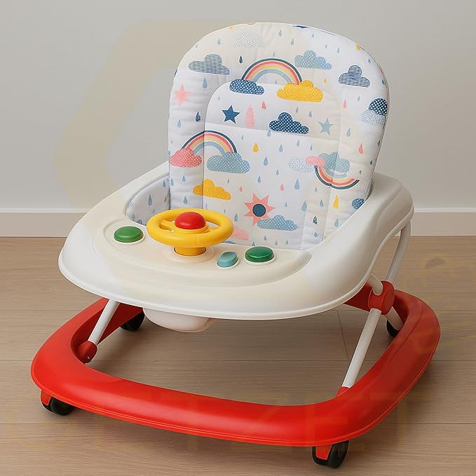 Image of Pushchair Baby Stroller High Chair Soft Seat Cushion Dining Chair Liner Mat Pad Breathable Protector Cover Accessories Soft Pillow Thick Non - Slip Suede Fabric, Cotton Rainbow Design Cushion.
