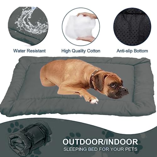 Outdoor Travel Dog Bed Waterproof Anti-Slip,Portable Roll Up Dog Beds for Camping,Durable Ripstop 1200D Nylon Fabric Dog Crate Pad Easy to Clean for Car,Sofa and Cage,deep grey,36โณx25โณ Outdoor Travel Dog Bed Waterproof Anti-Slip,Portable Roll Up Dog Beds for Camping,Durable Ripstop 1200D Nylon Fabric Dog Crate Pad Easy to Clean for Car,Sofa and Cage,deep grey,36โณx25โณ