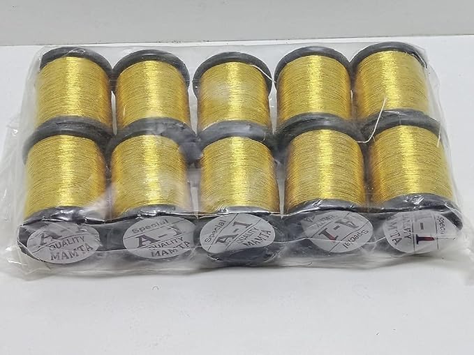 Prabhas Designs A1 Mamtha Zari Thread (Gold Color) for Hand Embroidery/Maggam Aari Work 1 Packet of 10 Nos Embroidery Thread for Aari Work-image-2