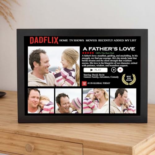 Father'S Day Personalized Gift, A Fathers Love Custom Wall Art, Best Dad Ever Movie, Dad Frame, Dadflix, Movie Poster Canvas, Personalized Dad Gifts, Happy Fathers Day Wall Art